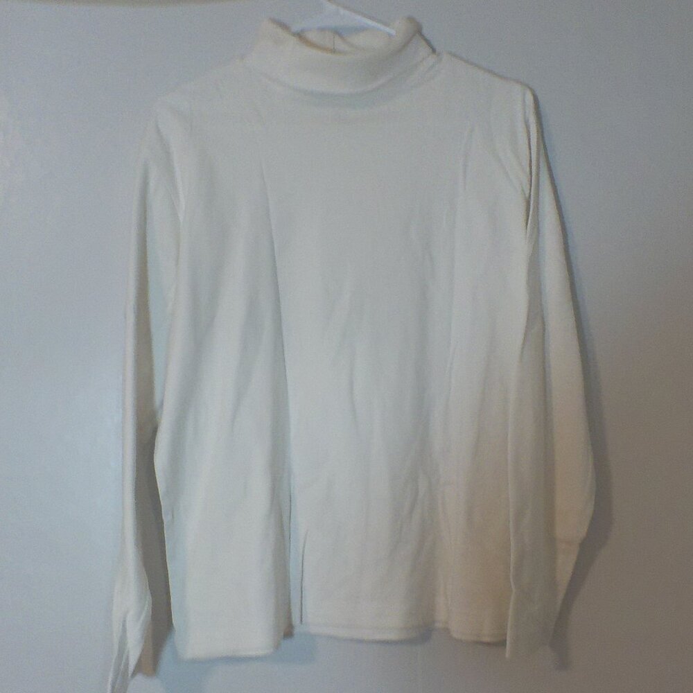 Pendleton Turtleneck Top Women’s Medium White Long Sleeve Cotton Knit Layering